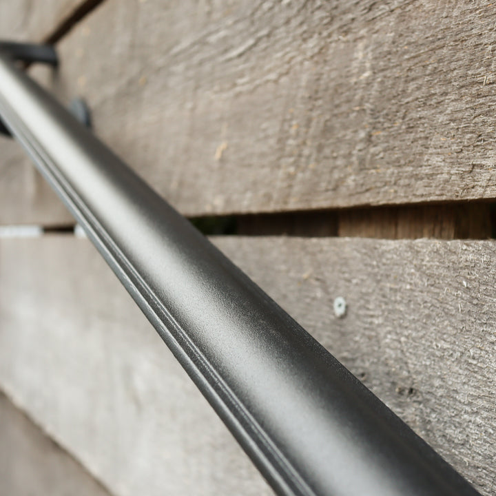 Custom Length Metal Handrail with Curved Returns - ADA Compliant Return Wall Mount Grab Rail - Victorian Stair Rail