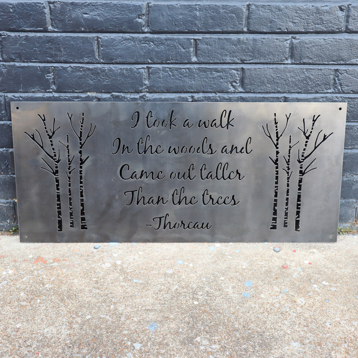 I Took a Walk in the Woods Metal Sign - Rustic Wilderness Cabin Decor - Henry David Thoreau Quote Wanderlust Wall Art