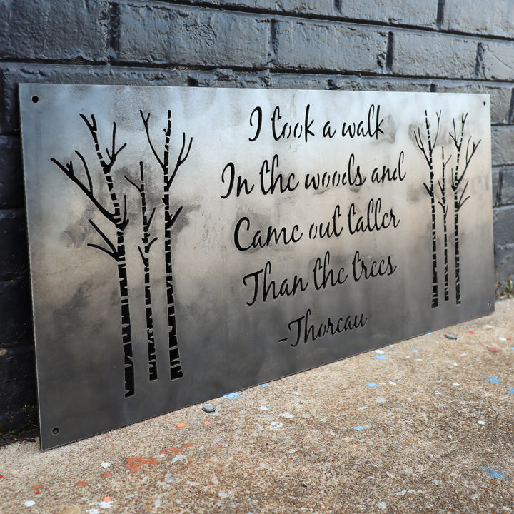 I Took a Walk in the Woods Metal Sign - Rustic Wilderness Cabin Decor - Henry David Thoreau Quote Wanderlust Wall Art