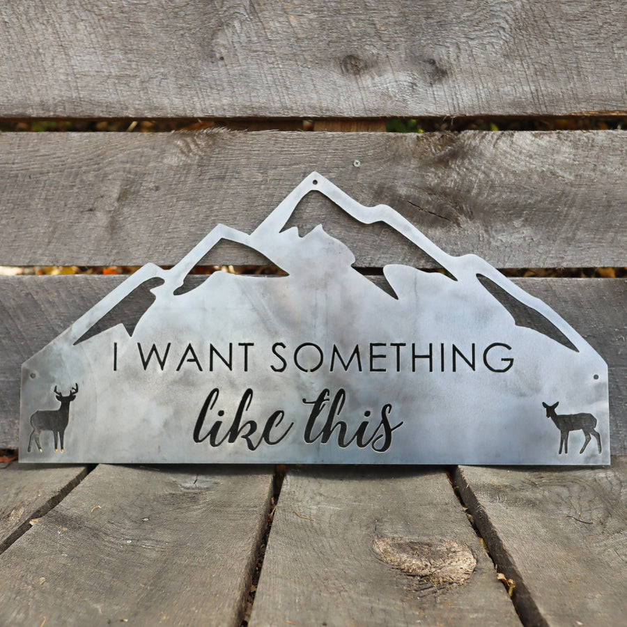 Metal Rustic Mountain Sign - Romantic Wilderness Home Wall Art - Cabin Wedding Decor