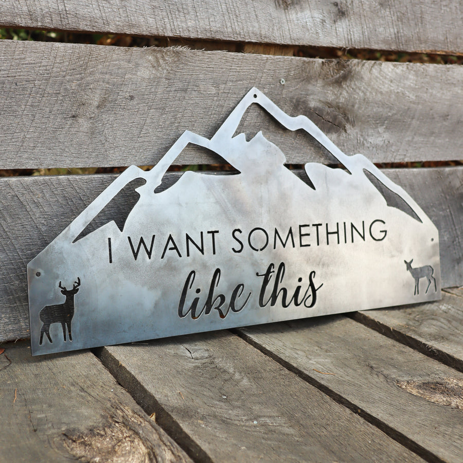 Metal Rustic Mountain Sign - Romantic Wilderness Home Wall Art - Cabin Wedding Decor