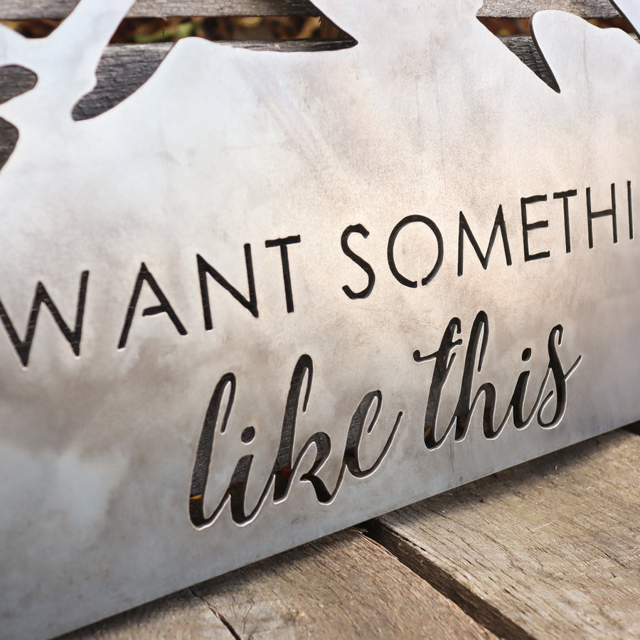 Metal Rustic Mountain Sign - Romantic Wilderness Home Wall Art - Cabin Wedding Decor
