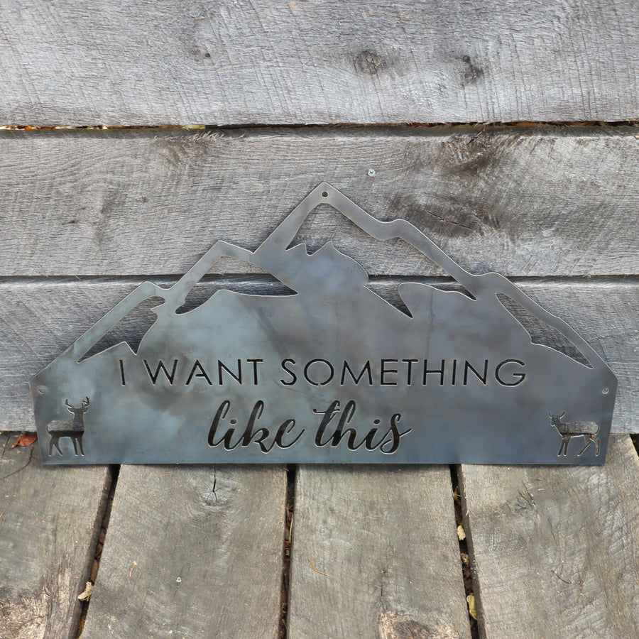 Metal Rustic Mountain Sign - Romantic Wilderness Home Wall Art - Cabin Wedding Decor