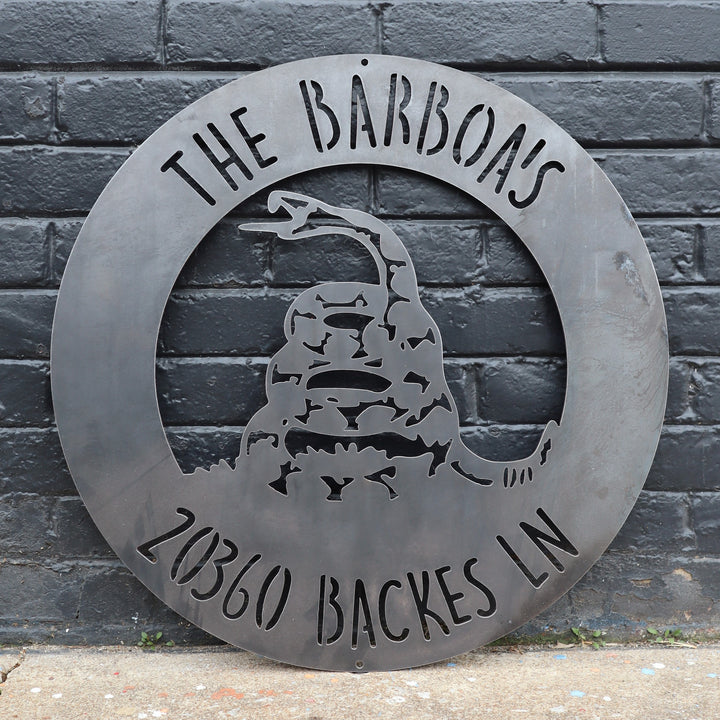 Don't Tread on Me - Personalized Flag, Address Sign, Patriotic Man Cave, Garage signs, Workshop Decor