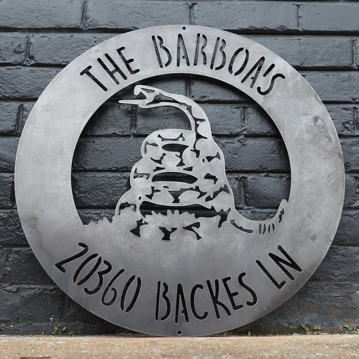 Don't Tread on Me - Personalized Flag, Address Sign, Patriotic Man Cave, Garage signs, Workshop Decor