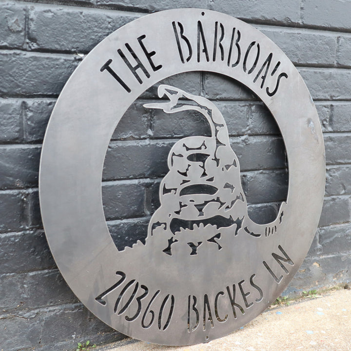 Don't Tread on Me - Personalized Flag, Address Sign, Patriotic Man Cave, Garage signs, Workshop Decor