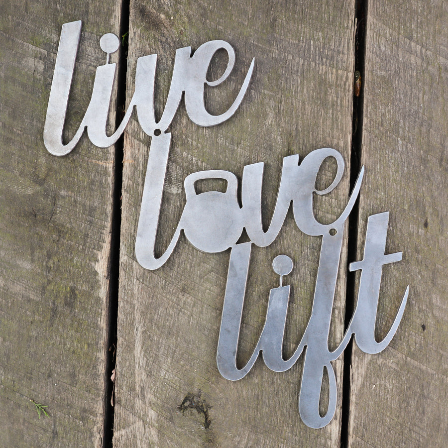 Live, Love, Lift Wall Art - Weight Lifting Home Gym Sign - Workout Decor