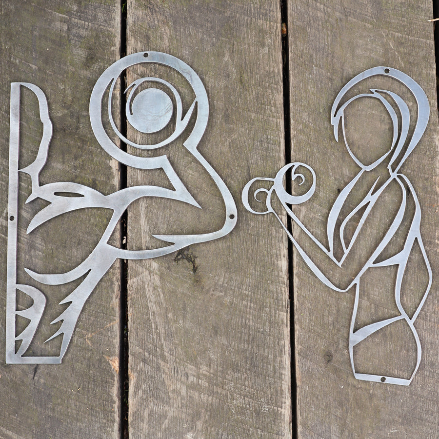 Workout Couple Signs (2 Piece Set) - Fitness Home Gym Decor - His and Hers Valentine's Day Metal Wall Art