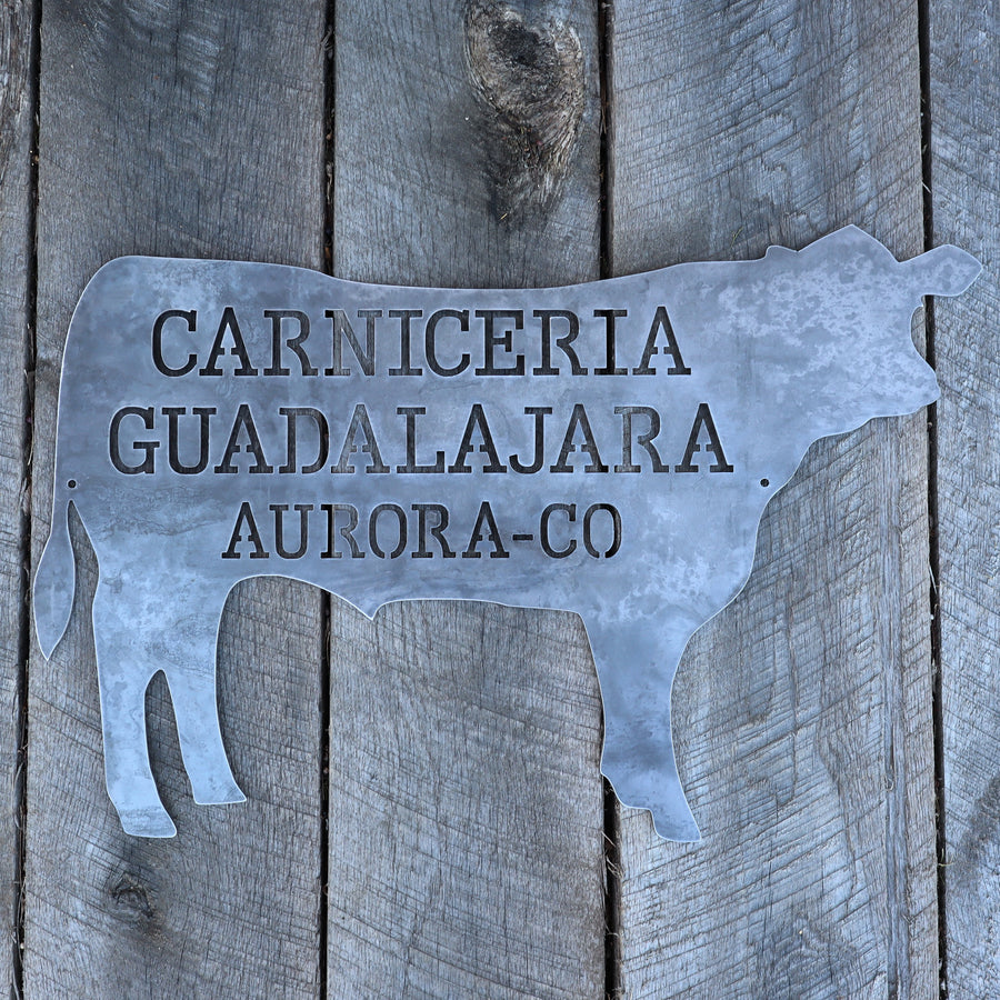 Personalized Metal Beef BBQ Sign - Kitchen Cow Decor - Butcher Shop, Steer Wall Art