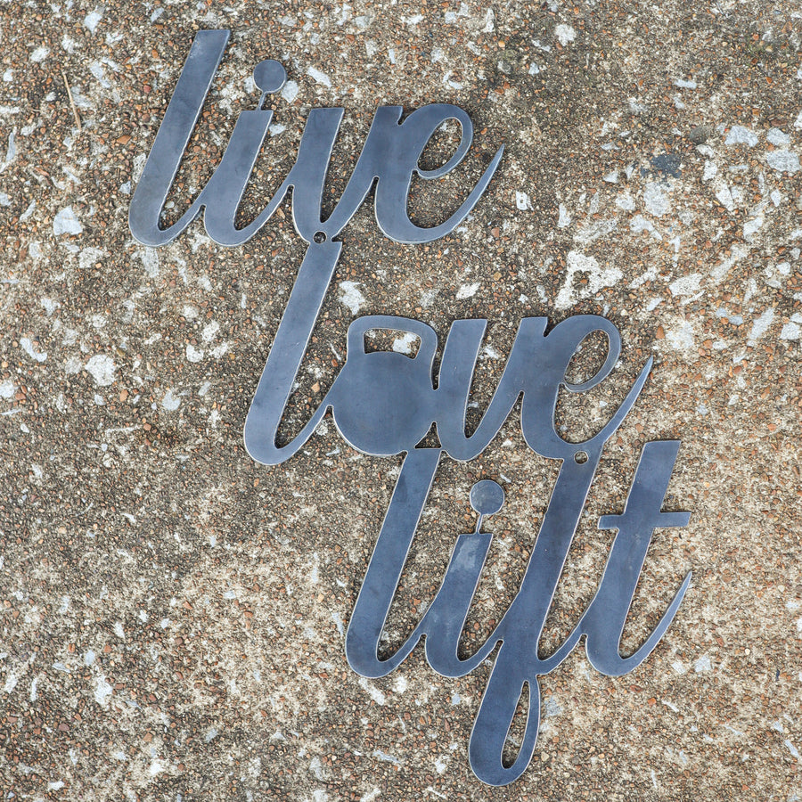 Live, Love, Lift Wall Art - Weight Lifting Home Gym Sign - Workout Decor