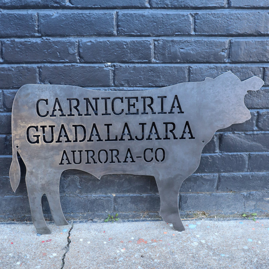 Personalized Metal Beef BBQ Sign - Kitchen Cow Decor - Butcher Shop, Steer Wall Art