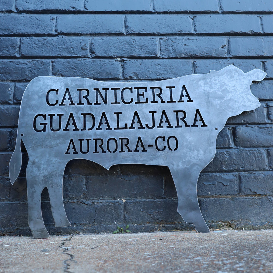 Personalized Metal Beef BBQ Sign - Kitchen Cow Decor - Butcher Shop, Steer Wall Art