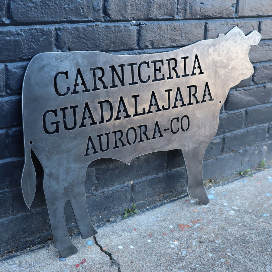 Personalized Metal Beef BBQ Sign - Kitchen Cow Decor - Butcher Shop, Steer Wall Art