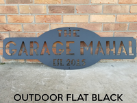 Thumbnail for Garage Mahal - Custom Metal Sign - Personalized Last Name Wall Art - Garage, Workshop, Man Cave Decor