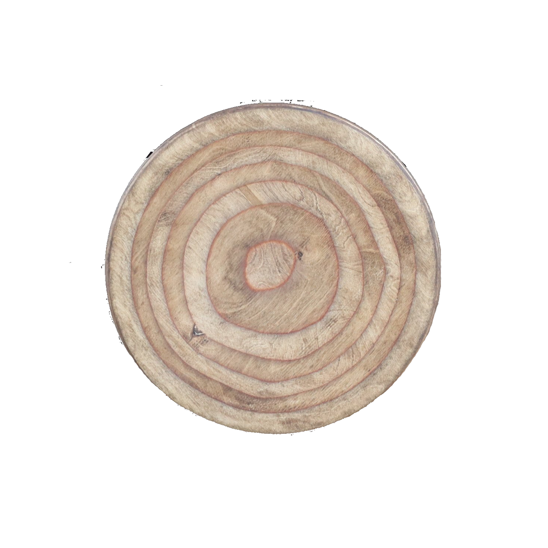 Fold-Down Outdoor Bar Stools – Wall Mounted Patio Seats with Round Wood Tops and Silver Steel Brackets (17.5")