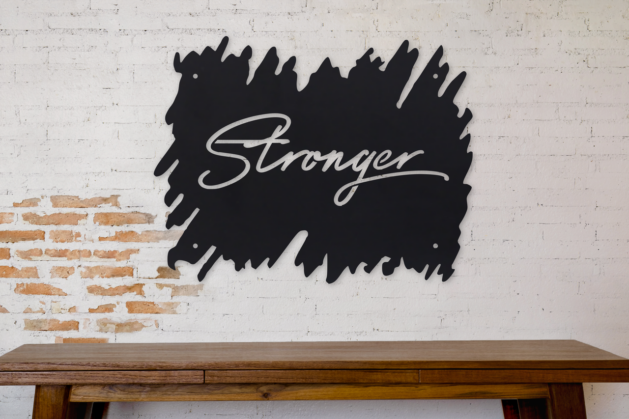 Stronger Motivational Quote - Metal Gym Decor - Home Gym Motivational Quotes