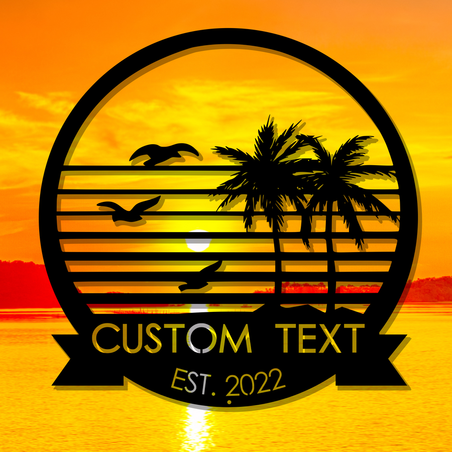 Personalized Beach Scene Wall Art - Housewarming Gift - Custom Sign - Tropical - Beach House - VRBO