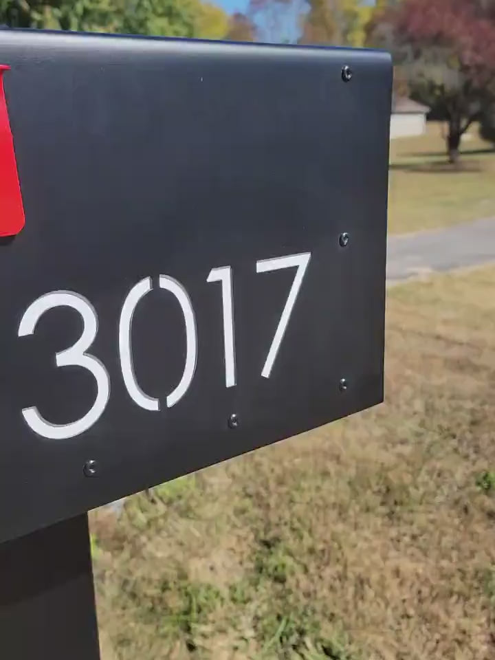 Large Steel Mailbox with House Numbers – Personalized Metal Mailbox – Waterproof Modern Curbside Letterbox