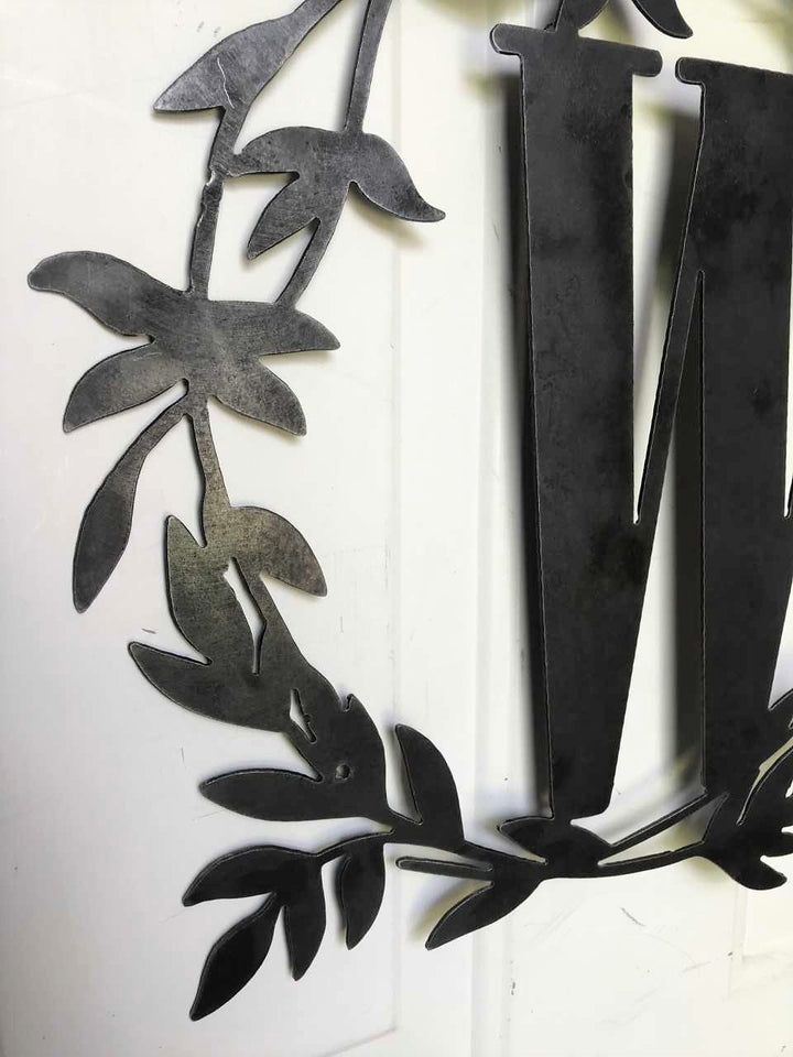 Custom Metal Monogram Fall Wreath - Personalized Gift - Home Decor - Wedding Gift - Front Door Decor - Realtor Closing Gift