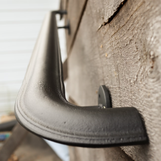 Metal Handrail with Curved Returns - ADA Compliant Return Wall Mount Grab Rail - Victorian Stair Rail