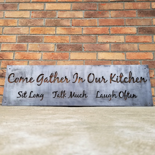 Come Gather in Our Kitchen Sign - Personalized Kitchen Signs - Farmhouse Kitchen Decor - Modern Farmhouse - Metal Wall Art - Modern Kitchen