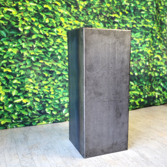 Pedestal Metal Planter - 12" x 30" Tall & 12" x 24" Tall Planter - Drop in Ready with Shelf - Unique Planter - Minimalist