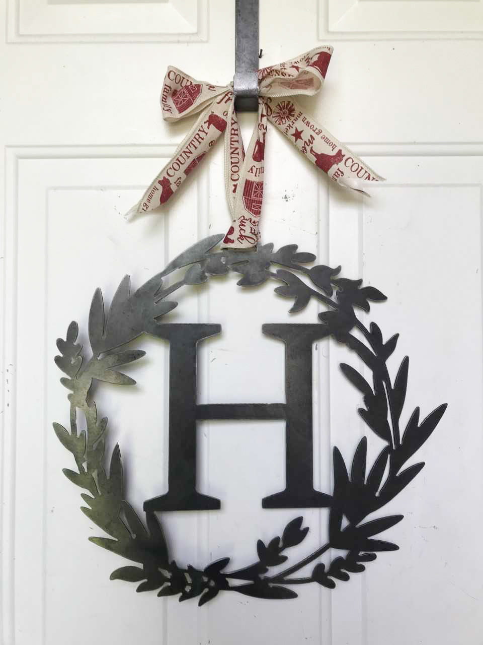 Custom Metal Monogram Spring Wreath - Spring Wreath For Front Door