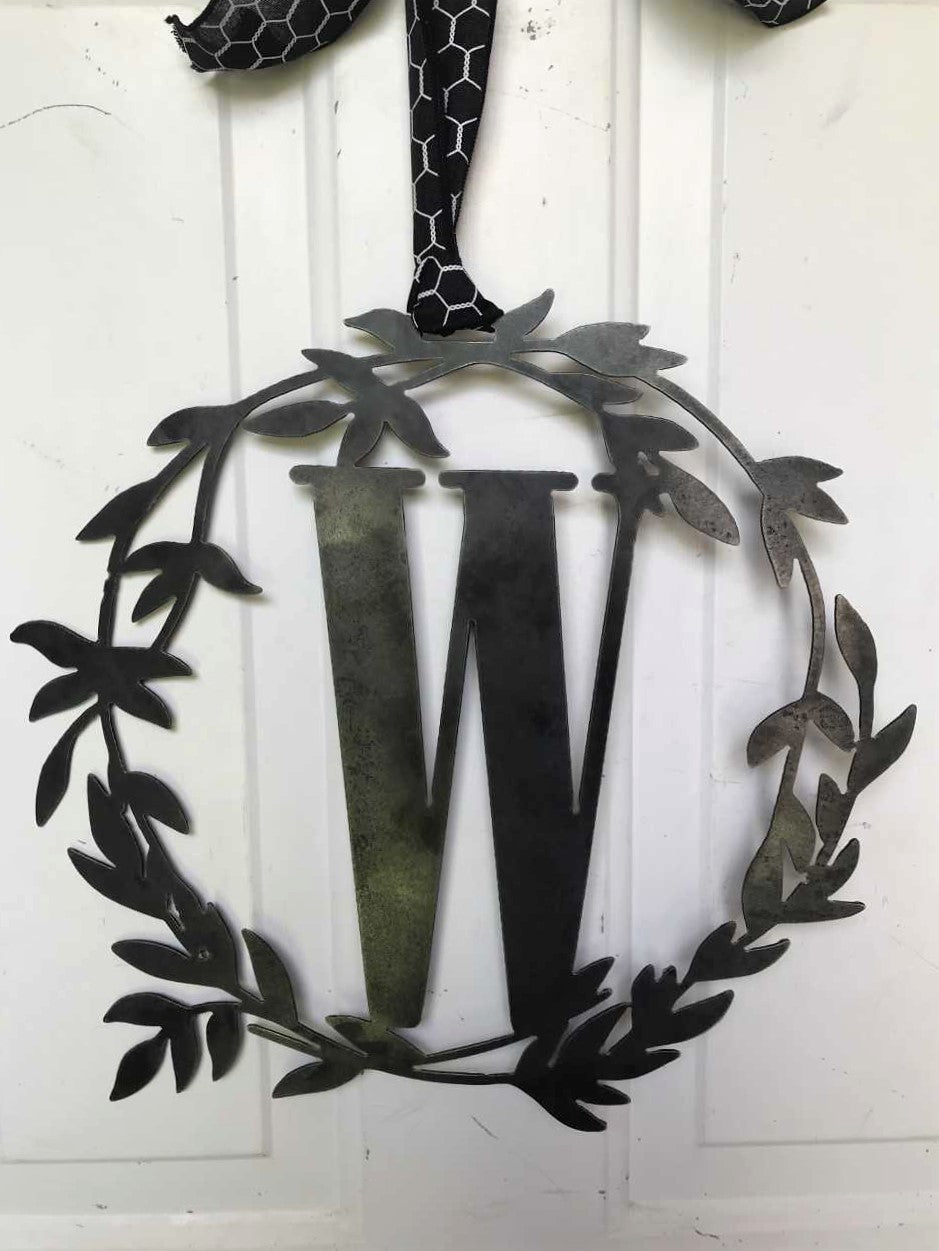 Custom Metal Monogram Fall Wreath - Personalized Gift - Home Decor - Wedding Gift - Front Door Decor - Realtor Closing Gift