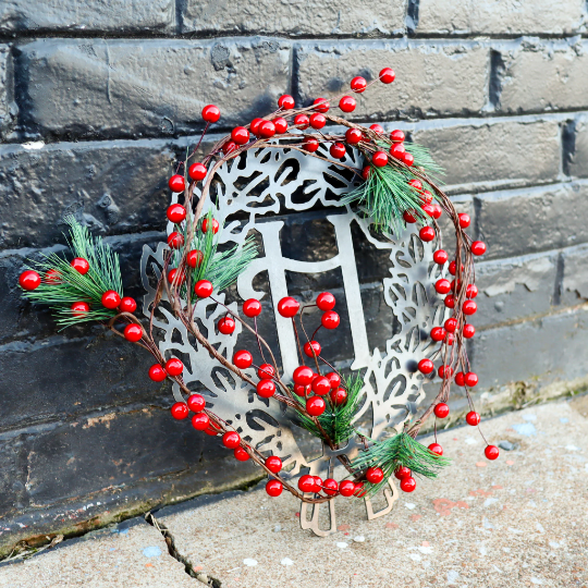 Custom Metal Monogram Christmas Wreath