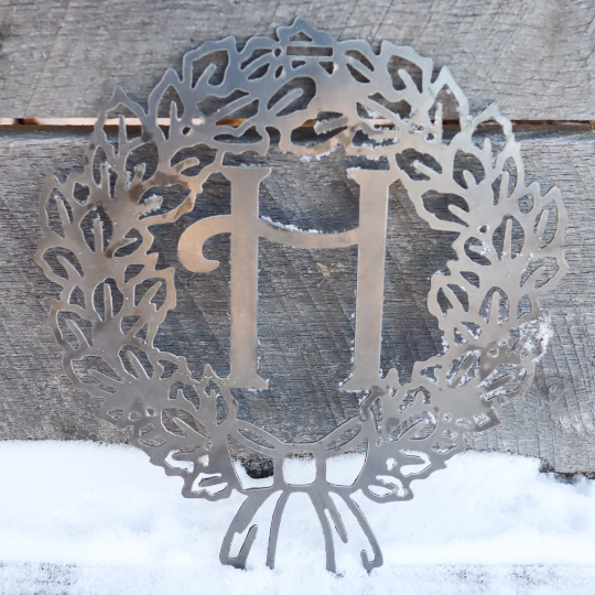 Custom Metal Monogram Christmas Wreath