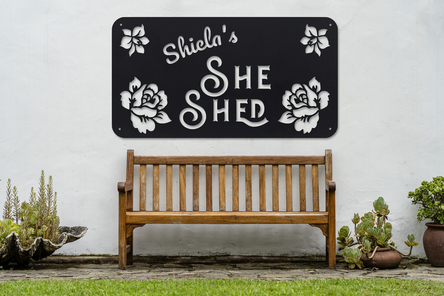 Custom Metal She Shed Sign - Personalized She Shed Decor - Custom Babe Cave Sign - She Shed Wall Art