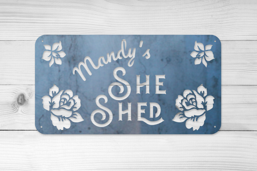 Custom Metal She Shed Sign - Personalized She Shed Decor - Custom Babe Cave Sign - She Shed Wall Art
