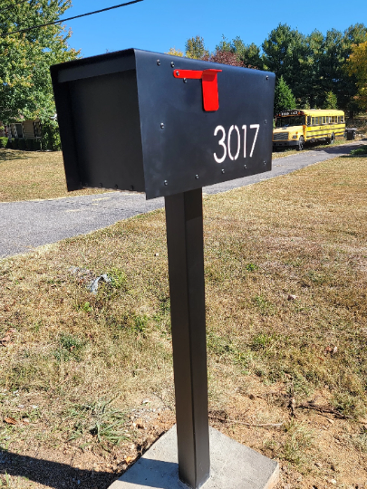 Large Steel Mailbox with House Numbers – Personalized Metal Mailbox – Waterproof Modern Curbside Letterbox