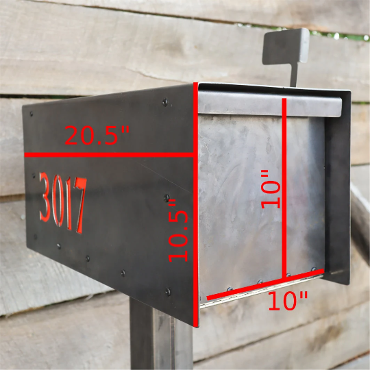 Large Steel Mailbox with House Numbers – Personalized Metal Mailbox – Waterproof Modern Curbside Letterbox