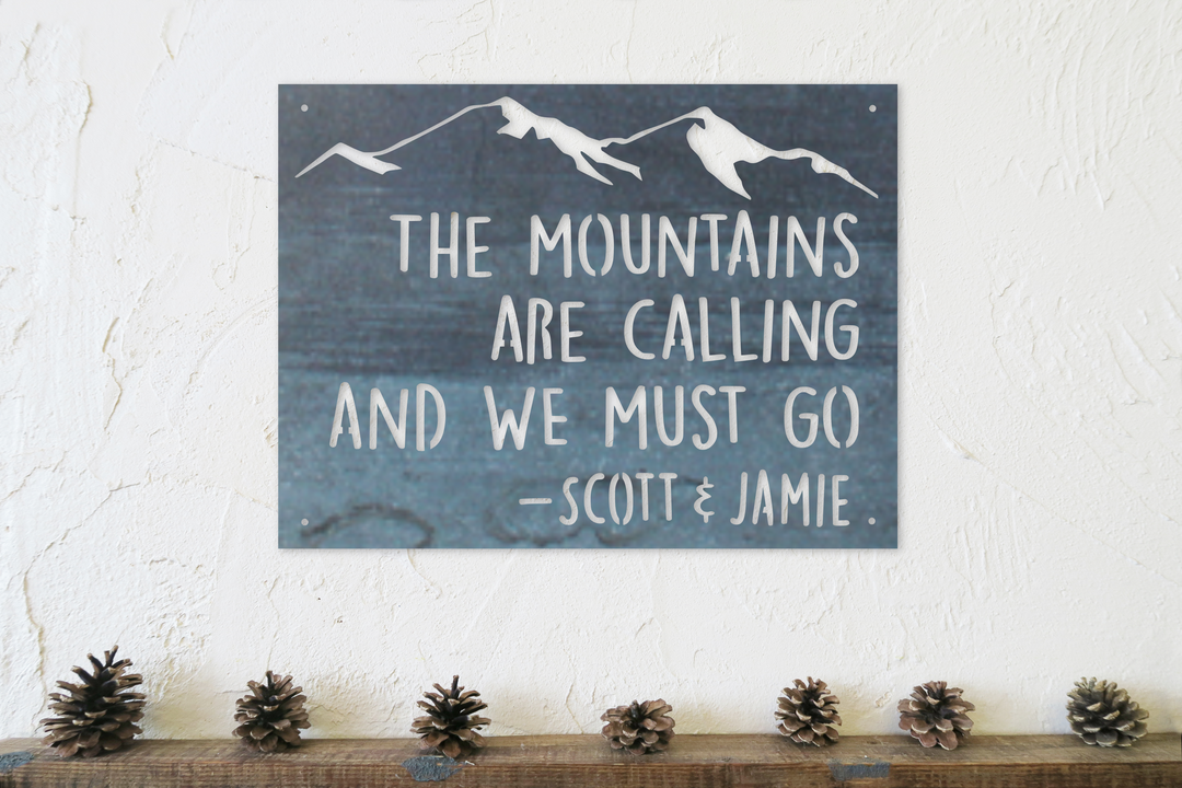 Couple's Mountain Sign - Custom Metal Wedding Sign - Outdoor Adventure Wall Art