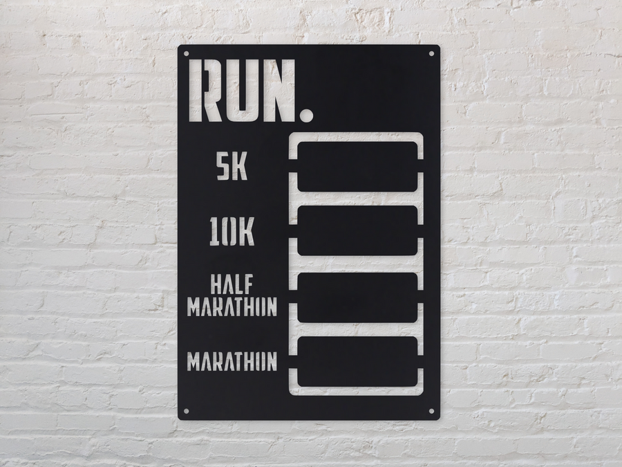 Running Milestone Sign - Personal Best Record Tracker - 3K, 5K, Half Marathon, Marathon