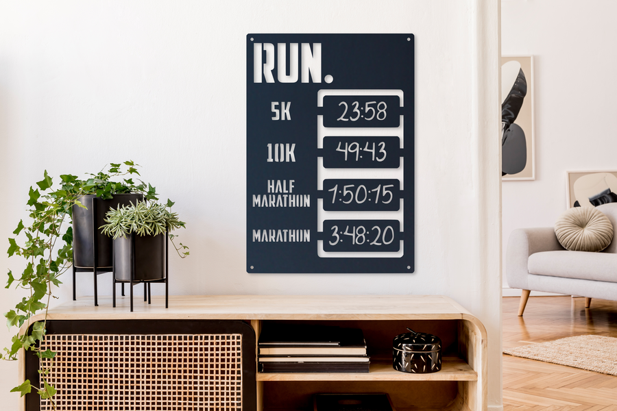 Running Milestone Sign - Personal Best Record Tracker - 3K, 5K, Half Marathon, Marathon