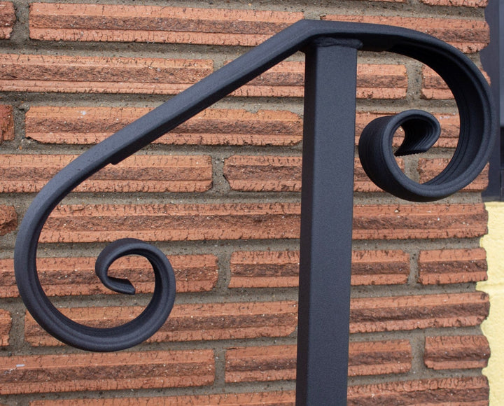 1 Step Handrail - Metal Grab Rail for One Stair - Scroll End Stair Rail - Maker Table