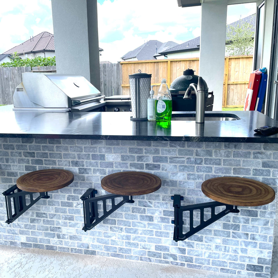 Bar stools attached to island hotsell