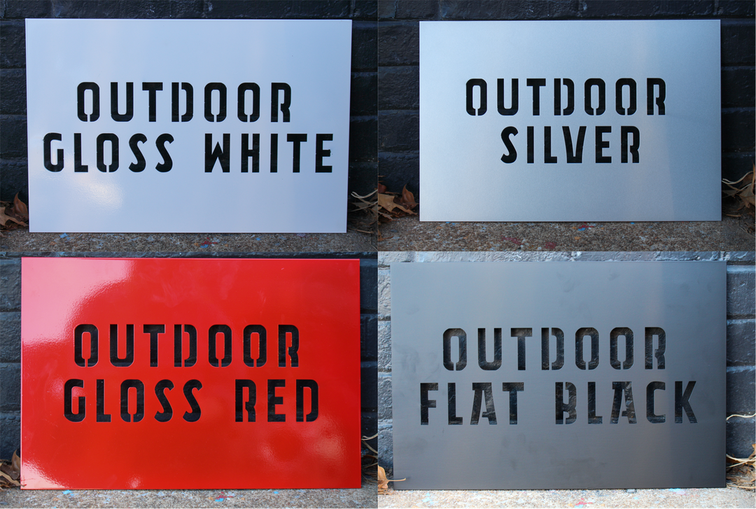 Outdoor powder coat finish samples