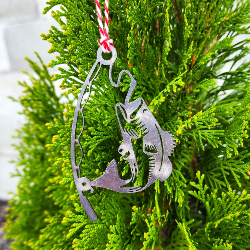 Bass Fishing Metal Ornament – Rustic Steel Christmas Ornament for Fishermen | Handmade in Tennessee