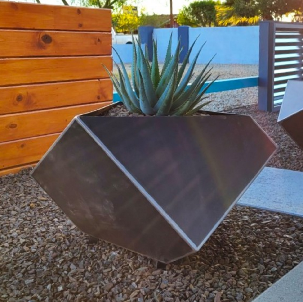 Modern Geometric Steel Planter 25" x 23" x 15"