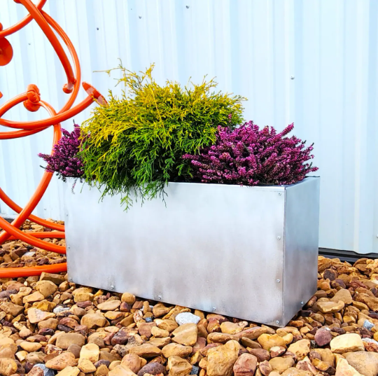 Metal Trough Planter 30" x 12" x 18" - Large Rectangular Planter - Perennial Planter Pot - Minimalist