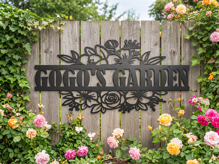 Personalized Floral Name Sign – Custom Metal Flower Wall Decor – Laser Cut Steel Name Sign