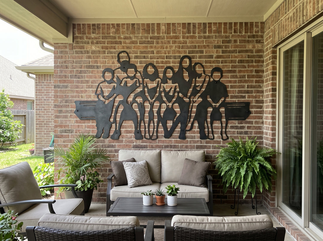 Custom Family Silhouette Metal Wall Art – Cut From Your Photo – Large Steel Indoor & Outdoor Sign