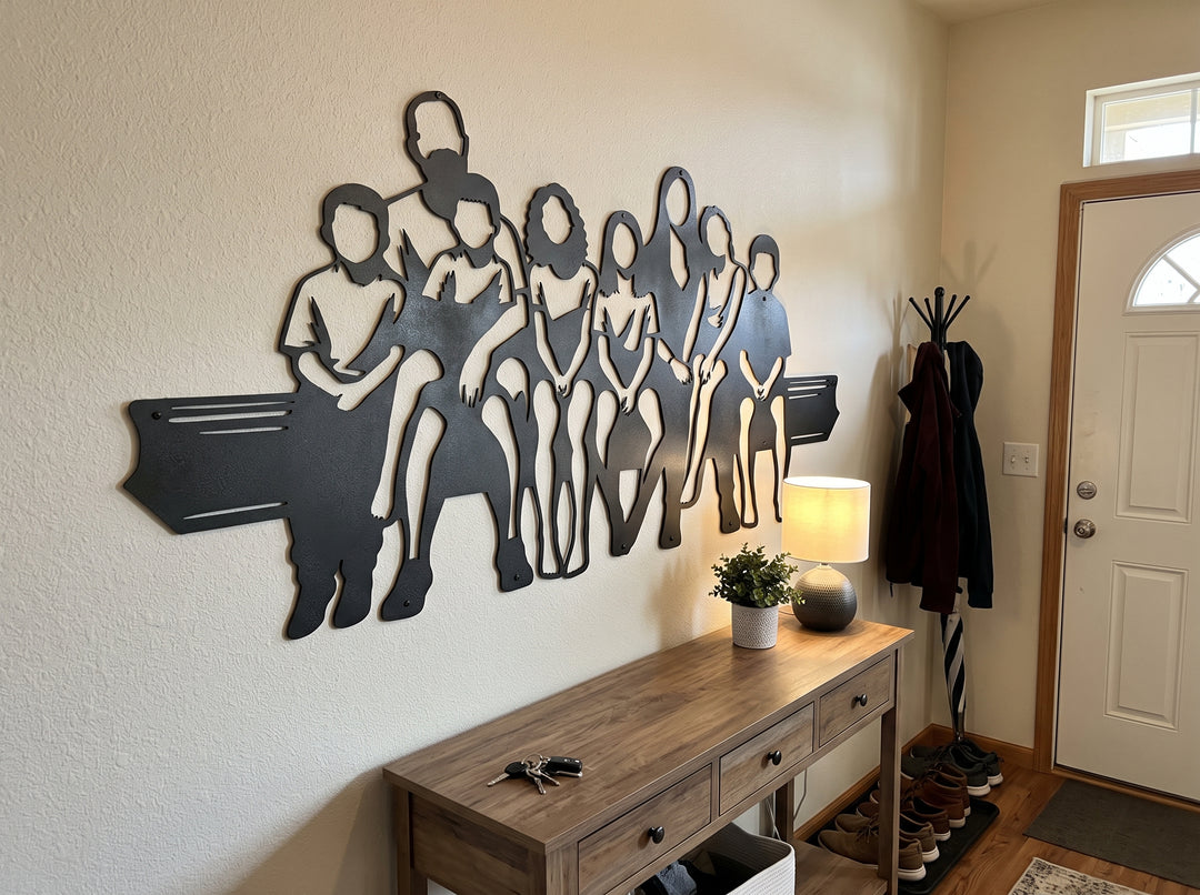 Custom Family Silhouette Metal Wall Art – Cut From Your Photo – Large Steel Indoor & Outdoor Sign