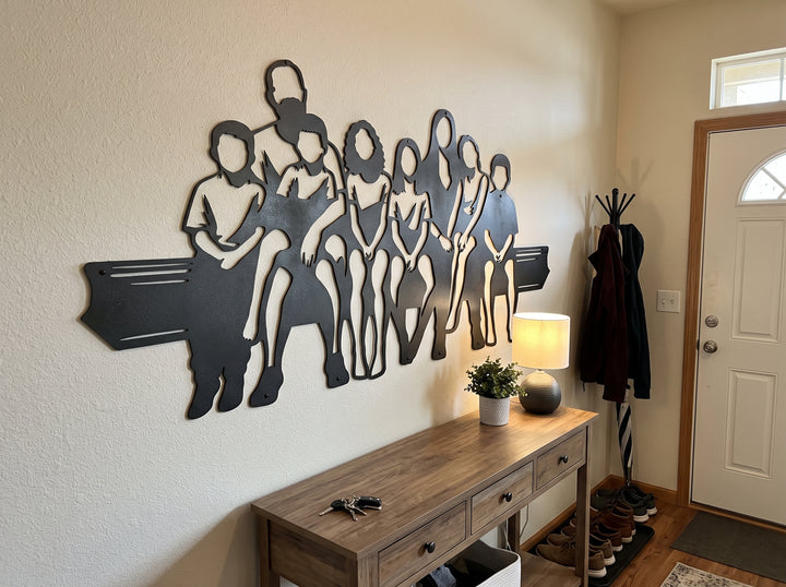 Custom Family Silhouette Metal Wall Art – Cut From Your Photo – Large Steel Indoor & Outdoor Sign