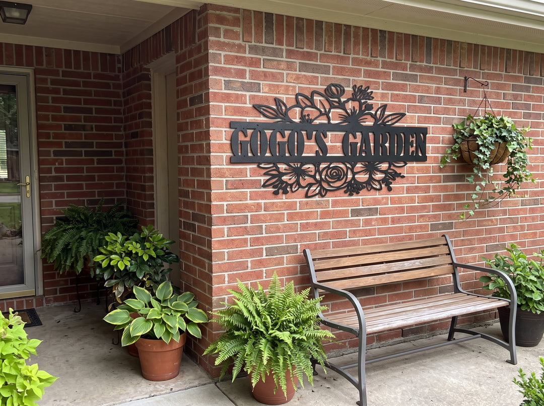Personalized Floral Name Sign – Custom Metal Flower Wall Decor – Laser Cut Steel Name Sign