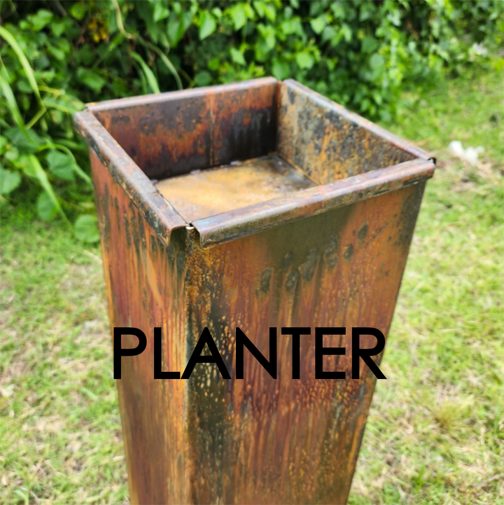 Rusted Pine Tree Garden Column – Steel Landscape Sculpture & Utility Cover – Outdoor Decorative Accent