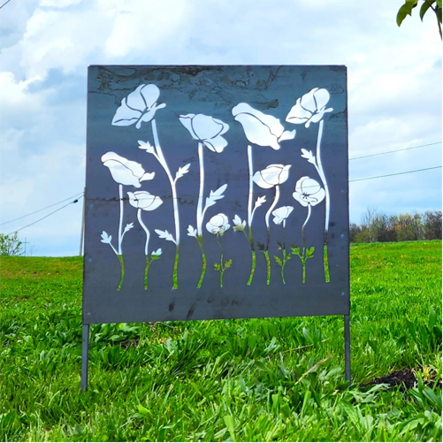 Poppy Flower Privacy Screen - Metal Privacy Screen